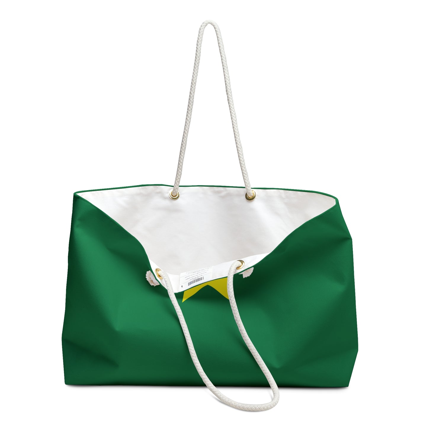 Green Star Weekender Bag — Large Tote with Yellow Star Design